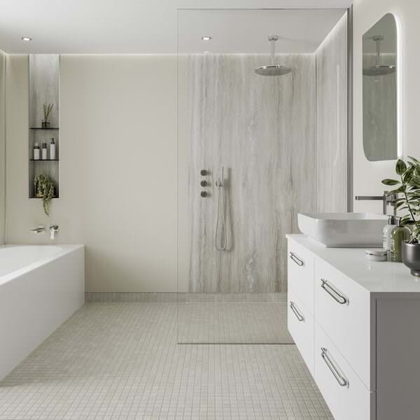 Hydraset Jupiter Silver Textured 1200 x 2400 Square Edge Wall Panel