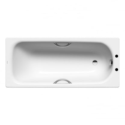 1600 x 700mm Steel Bath Twin Grips, 2TH, Anti Slip