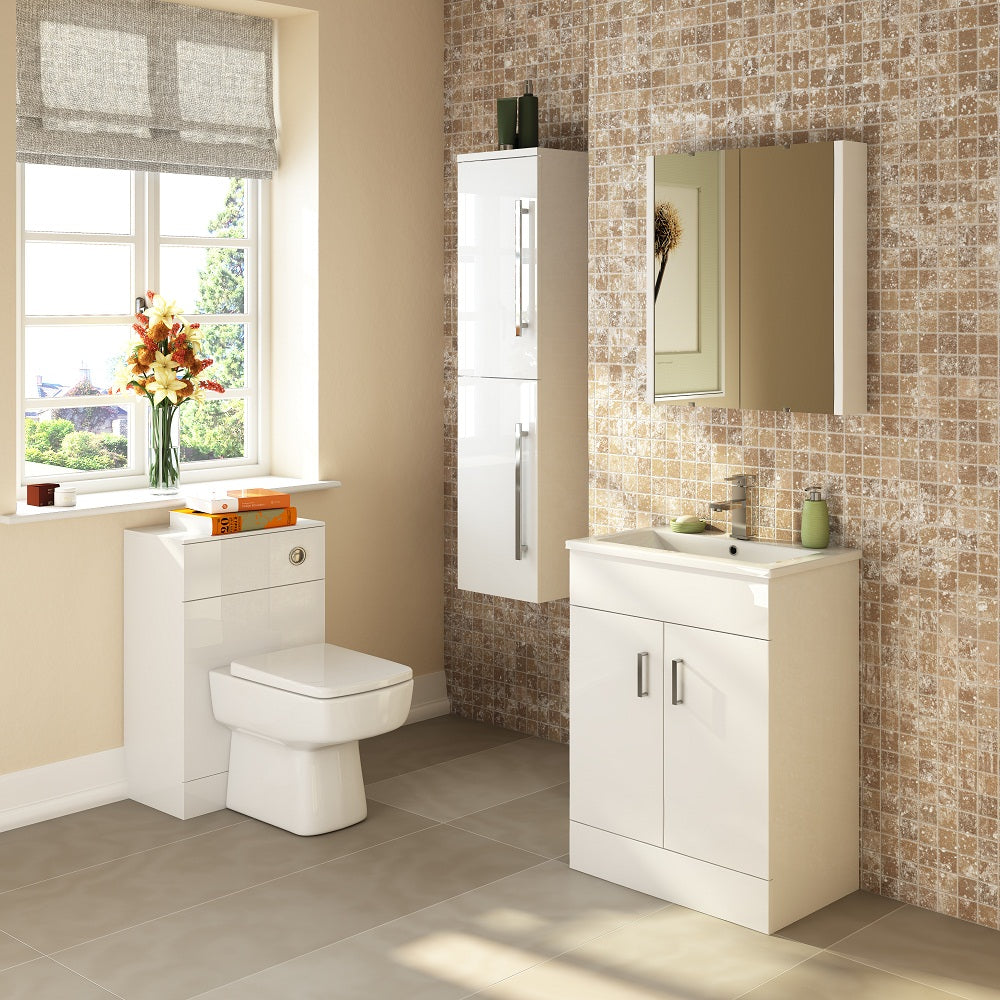 Fairford Kingsly Gloss White 800mm Floor Standing Vanity Unit