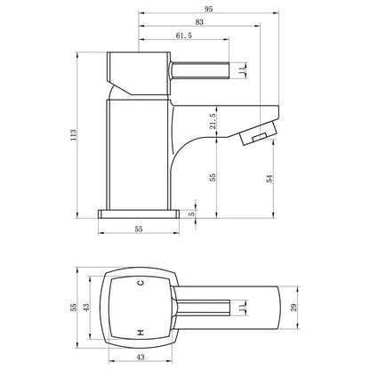 Fairford Kingswood Mini Basin Mixer with Push Button Waste