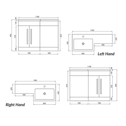 Fairford Resonance 1100mm Blue Right Hand Combination Pack