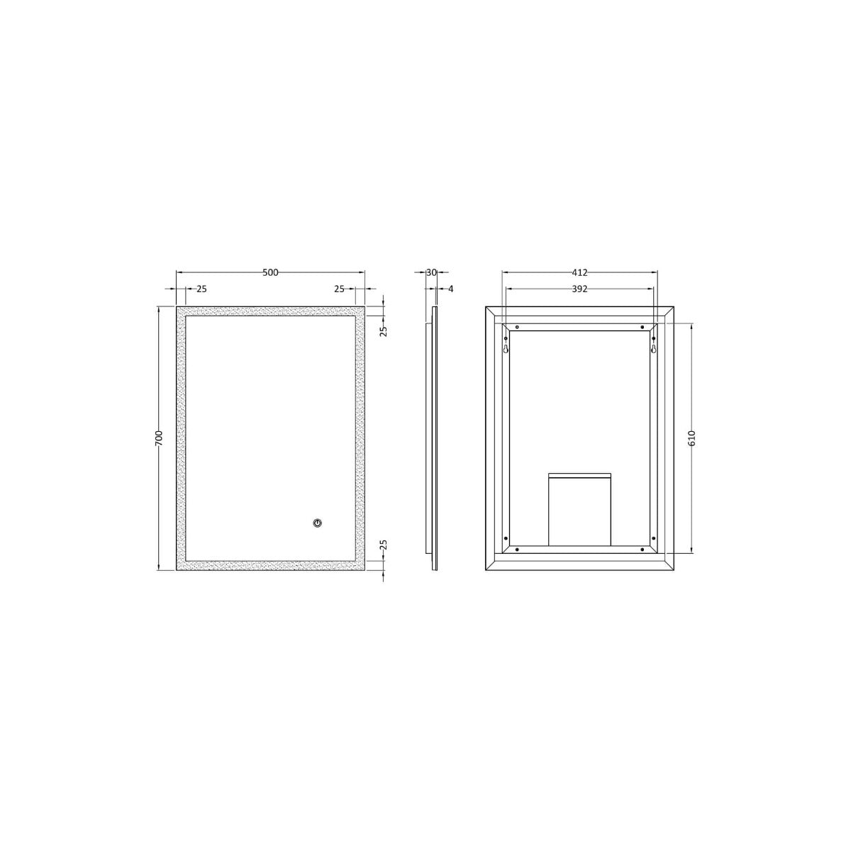 Fairford Lava 500 x 700mm LED Touch Sensor Mirror