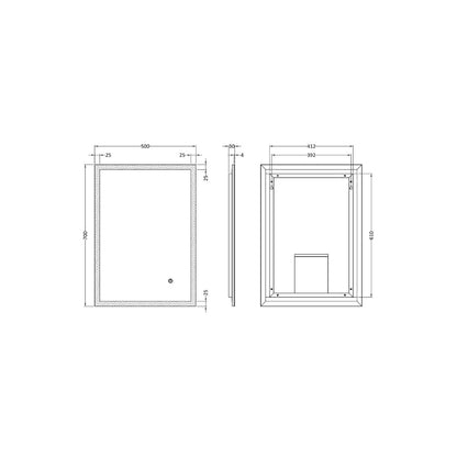 Fairford Lava 500 x 700mm LED Touch Sensor Mirror