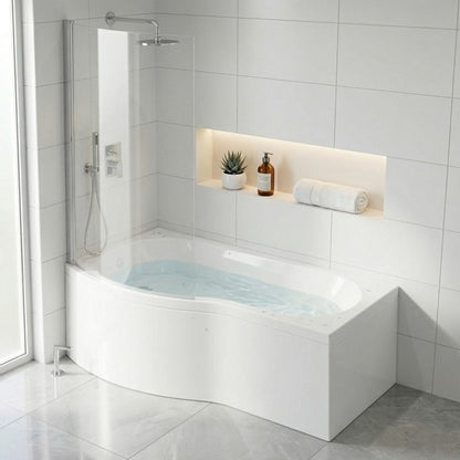 Fairford 1500 x 850 LH B Shape Bath with Screen and Panel