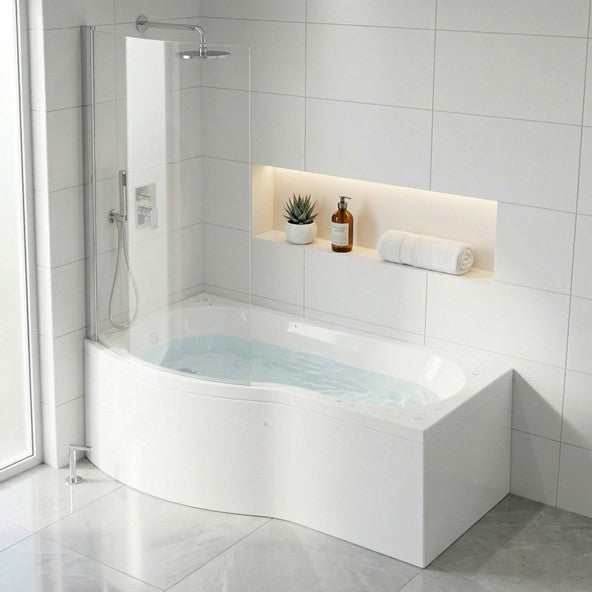 Fairford 1700 x 850 LH B Shape Bath with Screen and Panel