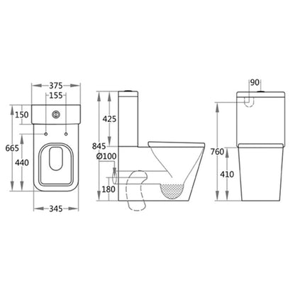 Fairford Loren Pro Close Coupled Toilet with Wrapover Seat