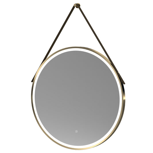 Fairford 800mm Round Brushed Brass Illuminated Mirror with Touch Sensor