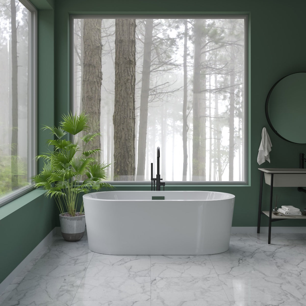 Rivato Luca 1600mm x 750mm x 550mm Gloss White Freestanding Shower Bath