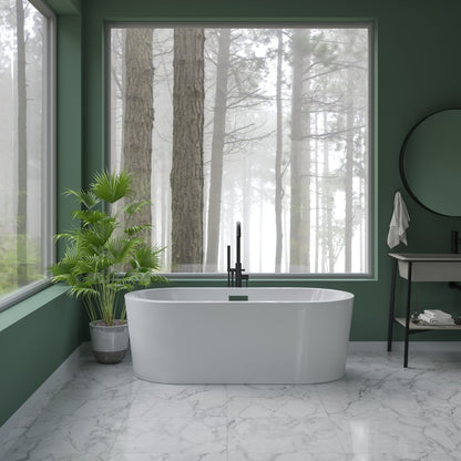 Rivato Luca 1600mm x 750mm x 550mm Gloss White Freestanding Shower Bath