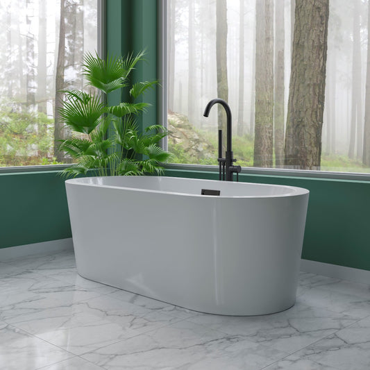Rivato Luca 1600mm x 750mm x 550mm Gloss White Freestanding Shower Bath