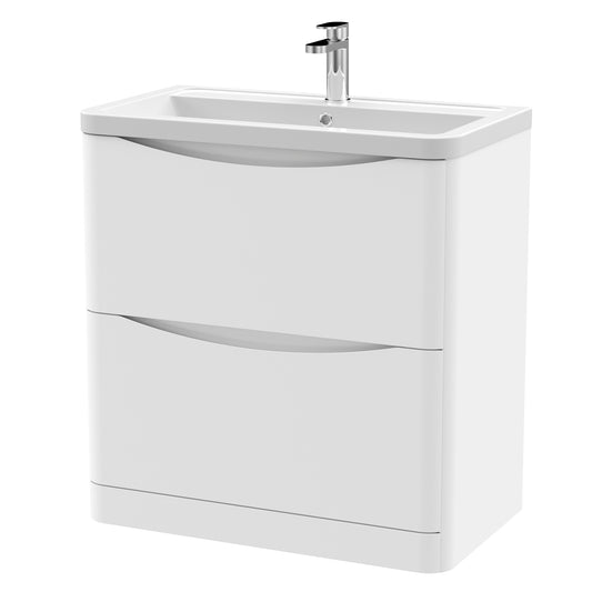 Fairford Eclipse 800mm 2 Drawer Satin White Floor Standing Vanity Unit