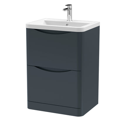 Fairford Eclipse 600mm 2 Drawer Satin Anthracite Floor Standing Vanity Unit
