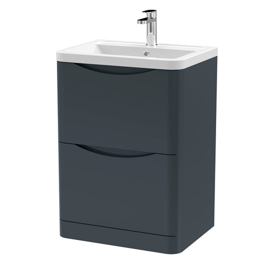 Fairford Eclipse 600mm 2 Drawer Satin Anthracite Floor Standing Vanity Unit