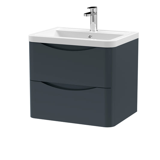 Fairford Eclipse 600mm 2 Drawer Satin Anthracite Wall Hung Vanity Unit
