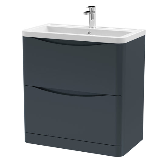 Fairford Eclipse 800mm 2 Drawer Satin Anthracite Floor Standing Vanity Unit