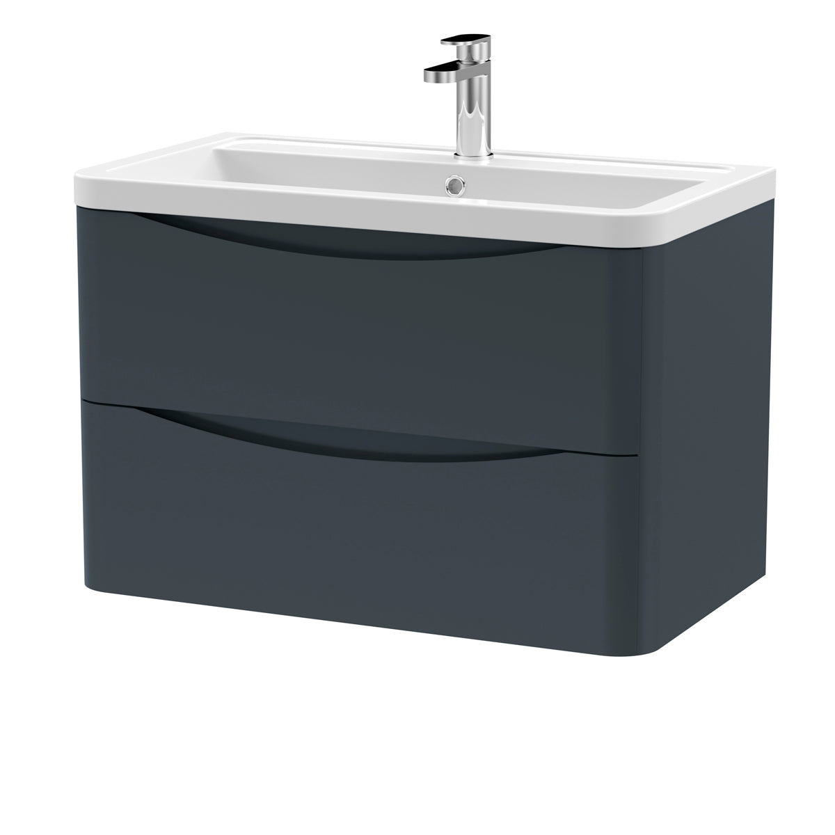 Fairford Eclipse 800mm 2 Drawer Satin Anthracite Wall Hung Vanity Unit