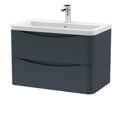 Fairford Eclipse 800mm 2 Drawer Satin Anthracite Wall Hung Vanity Unit