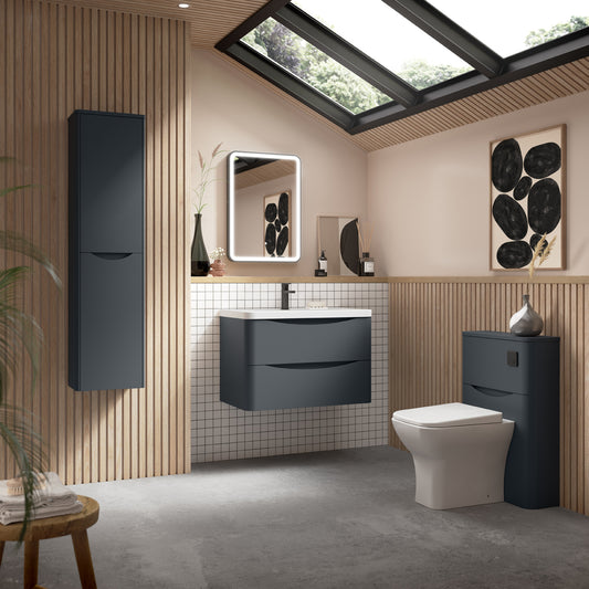 Fairford Eclipse 800mm 2 Drawer Satin Anthracite Wall Hung Vanity Unit
