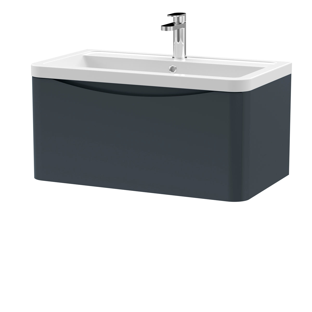 Fairford Eclipse 800mm 1 Drawer Satin Anthracite Wall Hung Vanity Unit