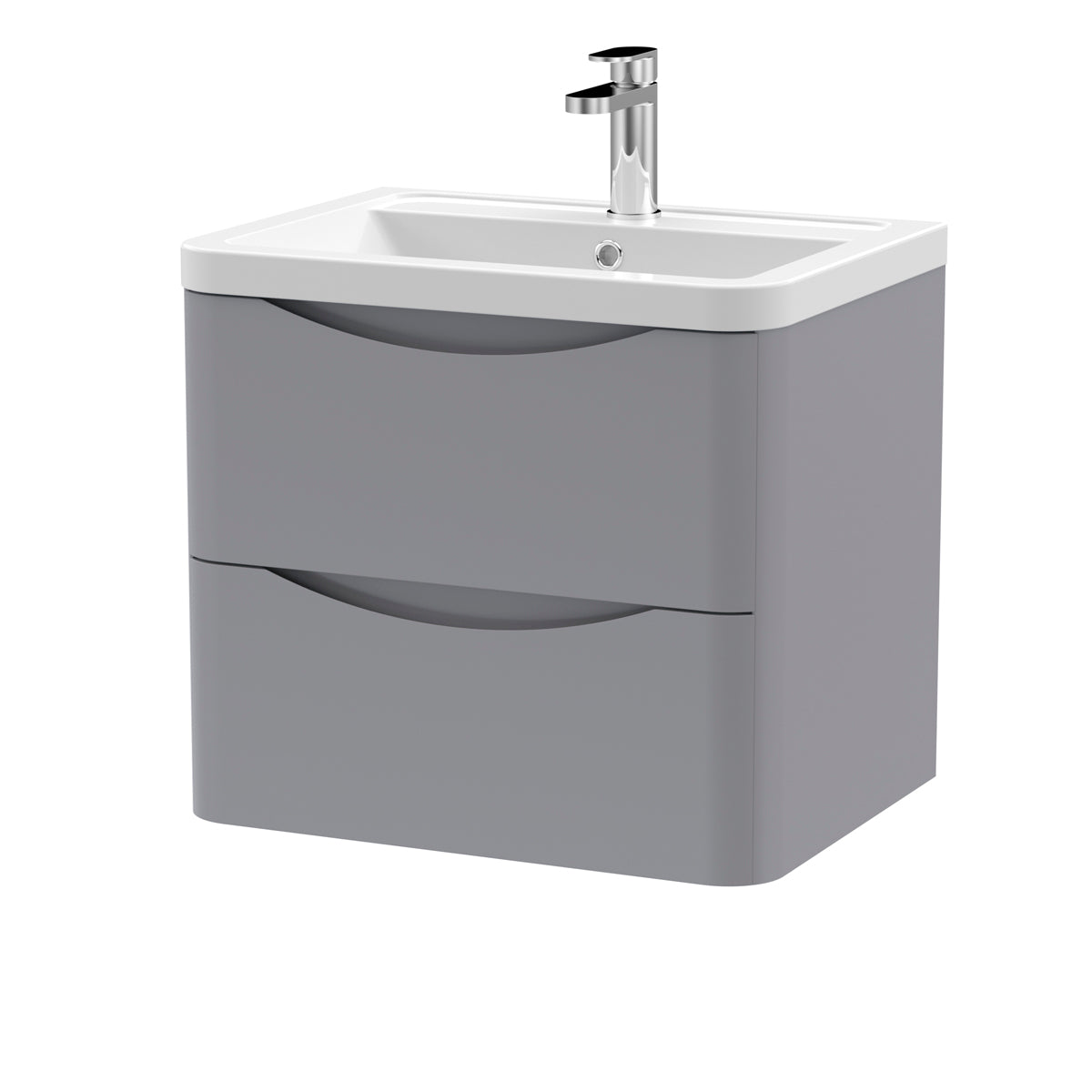 Fairford Eclipse 600mm 2 Drawer Satin Grey Wall Hung Vanity Unit