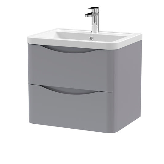 Fairford Eclipse 600mm 2 Drawer Satin Grey Wall Hung Vanity Unit