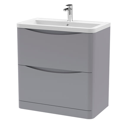 Fairford Eclipse 800mm 2 Drawer Satin Grey Floor Standing Vanity Unit