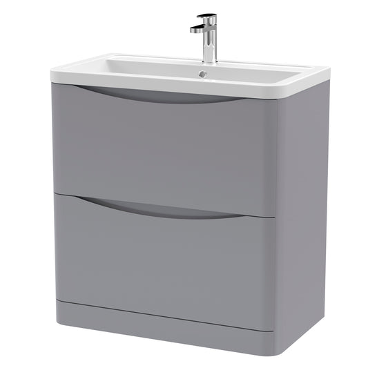Fairford Eclipse 800mm 2 Drawer Satin Grey Floor Standing Vanity Unit