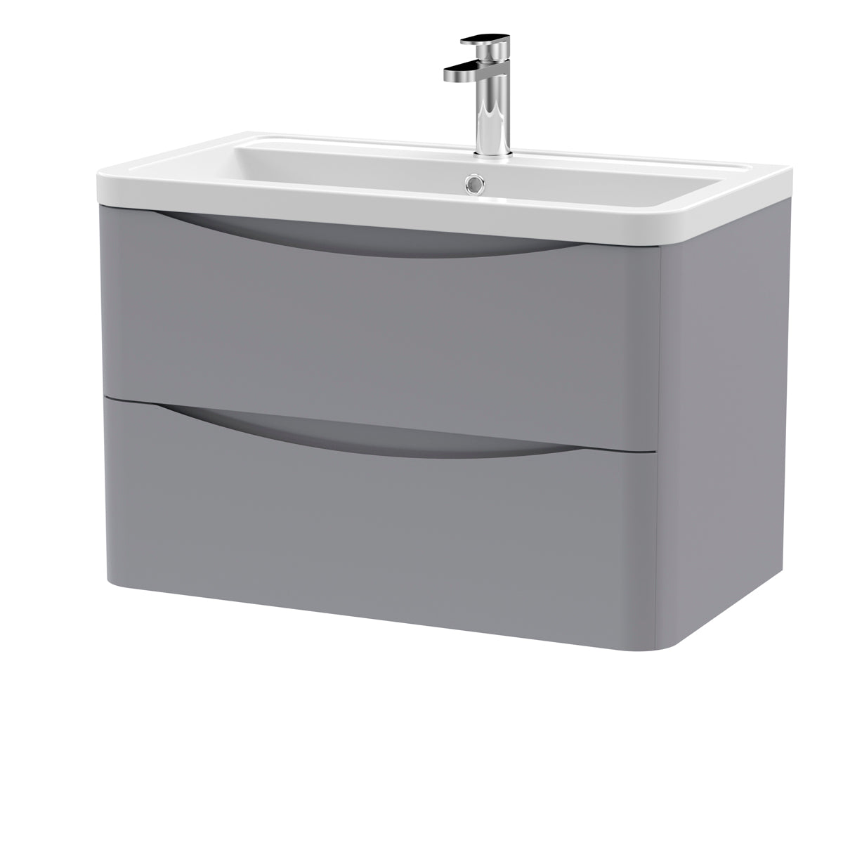 Fairford Eclipse 800mm 2 Drawer Satin Grey Wall Hung Vanity Unit