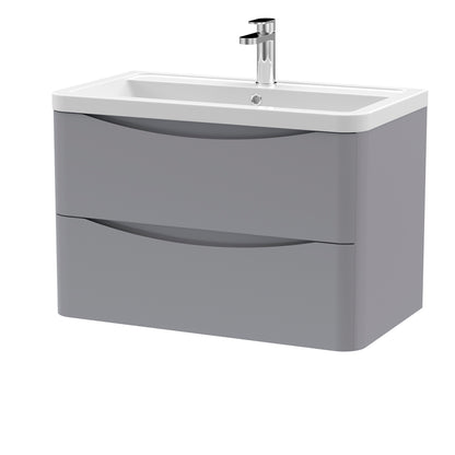 Fairford Eclipse 800mm 2 Drawer Satin Grey Wall Hung Vanity Unit
