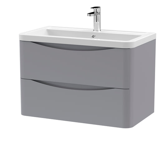 Fairford Eclipse 800mm 2 Drawer Satin Grey Wall Hung Vanity Unit