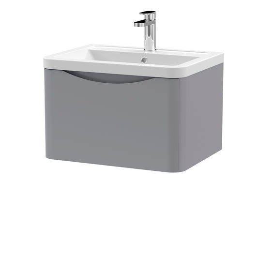 Fairford Eclipse 600mm 1 Drawer Satin Grey Wall Hung Vanity Unit