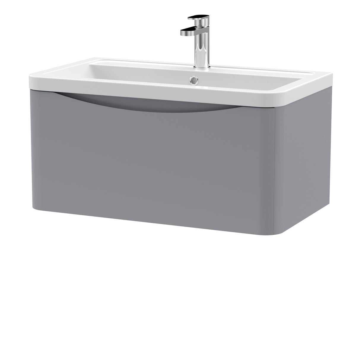 Fairford Eclipse 800mm 1 Drawer Satin Grey Wall Hung Vanity Unit