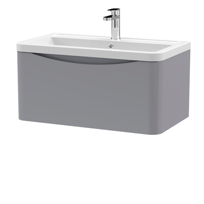 Fairford Eclipse 800mm 1 Drawer Satin Grey Wall Hung Vanity Unit