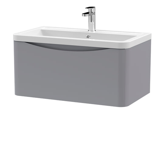 Fairford Eclipse 800mm 1 Drawer Satin Grey Wall Hung Vanity Unit