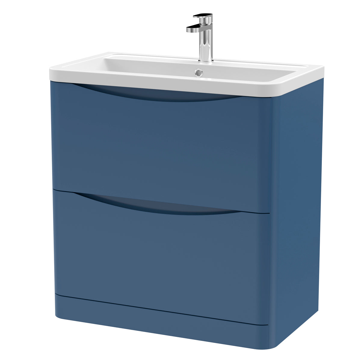 Fairford Eclipse 800mm 2 Drawer Satin Blue Floor Standing Vanity Unit