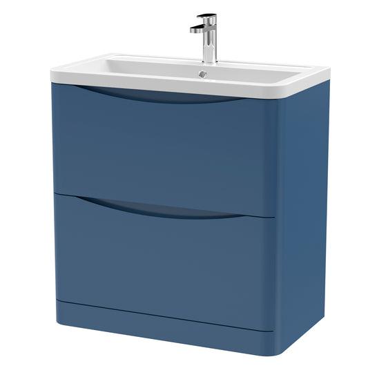 Fairford Eclipse 800mm 2 Drawer Satin Blue Floor Standing Vanity Unit