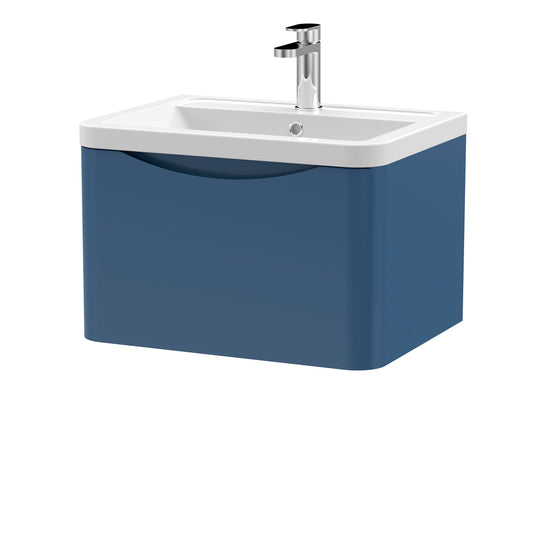 Fairford Eclipse 600mm 1 Drawer Satin Blue Wall Hung Vanity Unit