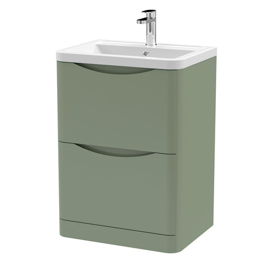 Fairford Eclipse 600mm 2 Drawer Satin Green Floor Standing Vanity Unit