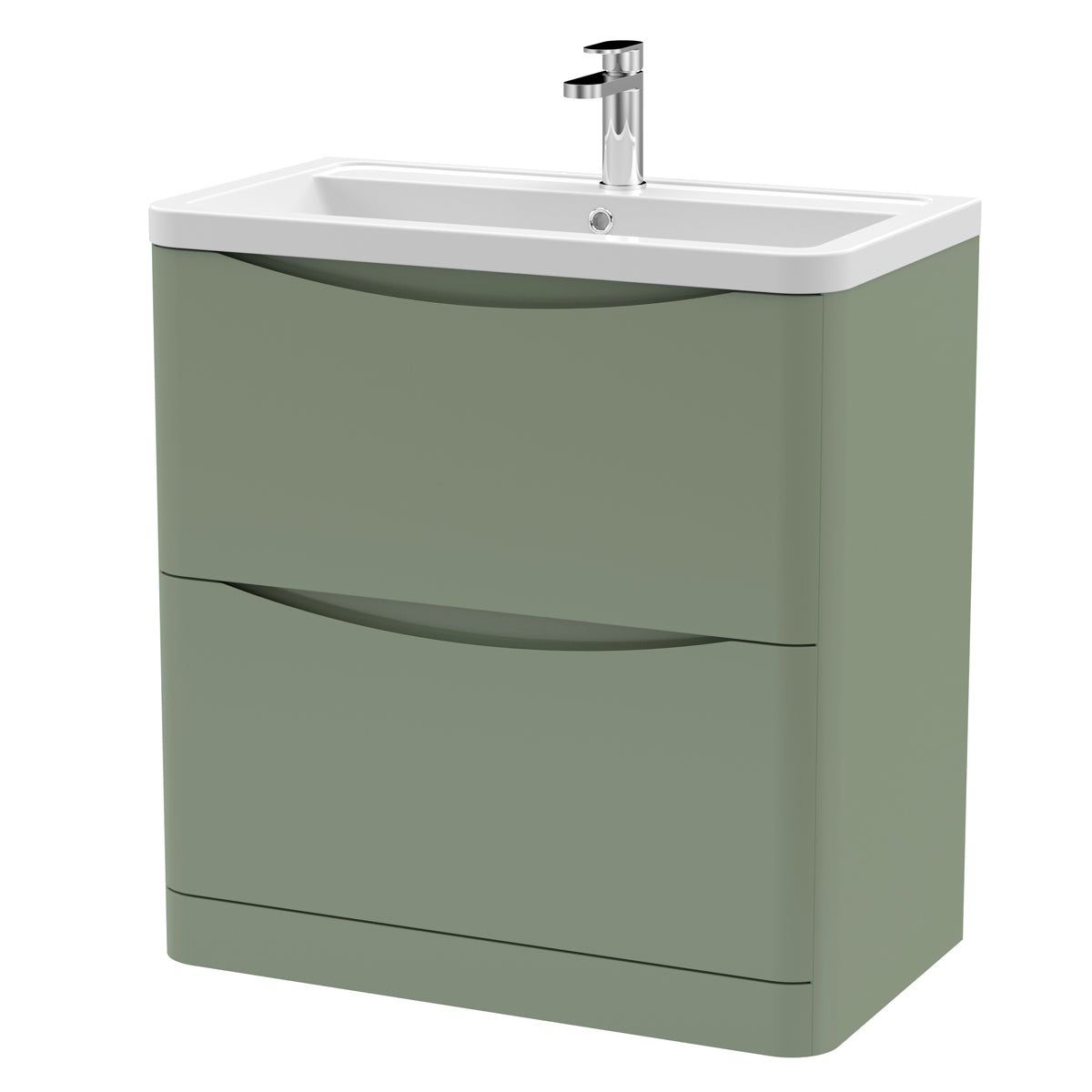 Fairford Eclipse 800mm 2 Drawer Satin Green Floor Standing Vanity Unit