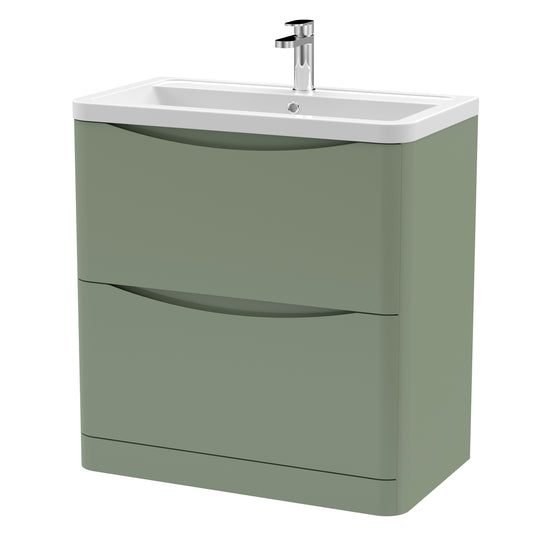Fairford Eclipse 800mm 2 Drawer Satin Green Floor Standing Vanity Unit