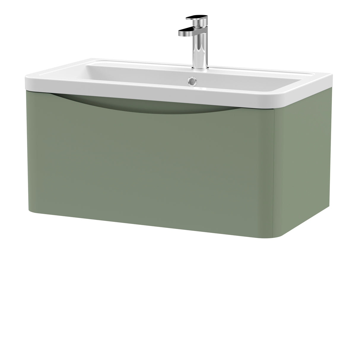 Fairford Eclipse 800mm 1 Drawer Satin Green Wall Hung Vanity Unit