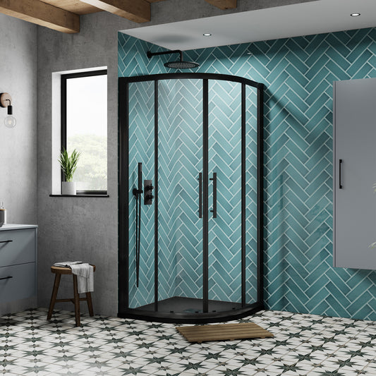 Fairford 8mm Matt Black Lined, 1000 x 1000mm Quadrant Enclosure