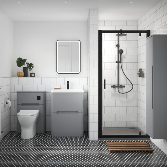 Fairford 6mm, 760mm Matt Black Pivot Shower Door