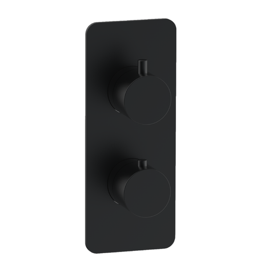 Fairford Element 7 Matt Black Twin Shower Valve, 1 Outlet