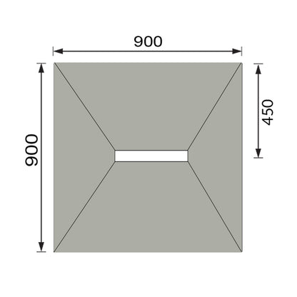 Hydraset Square Trays with 300mm Centre Drain 900 x 900mm