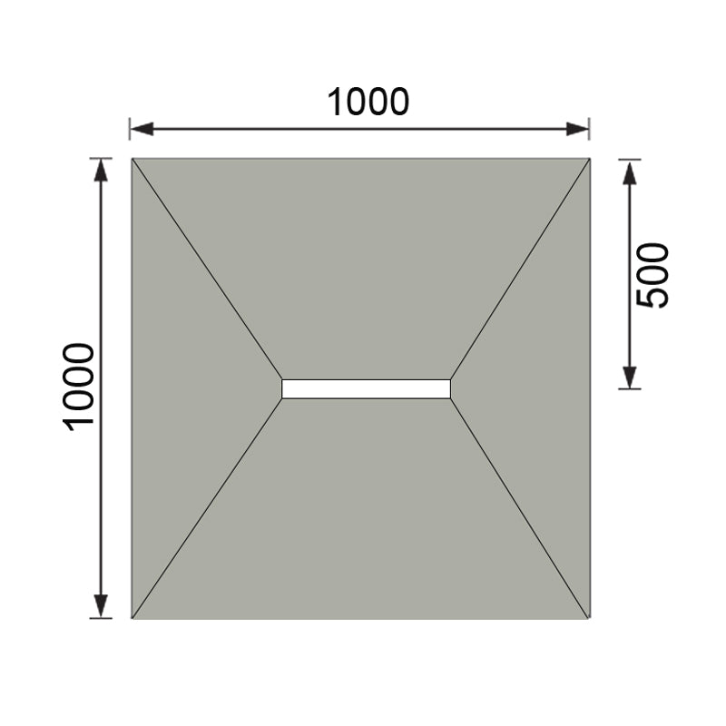 Hydraset Square Trays with 300mm Centre Drain  1000 x 1000mm