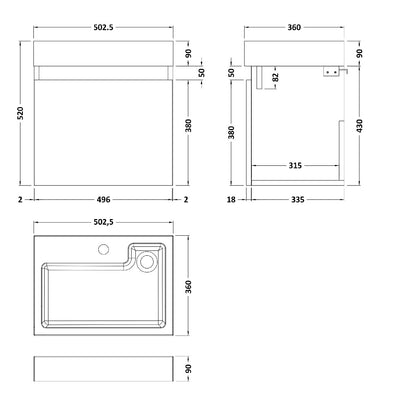 Fairford Malmo 500mm Light Gloss Grey Wall Hung Vanity Unit