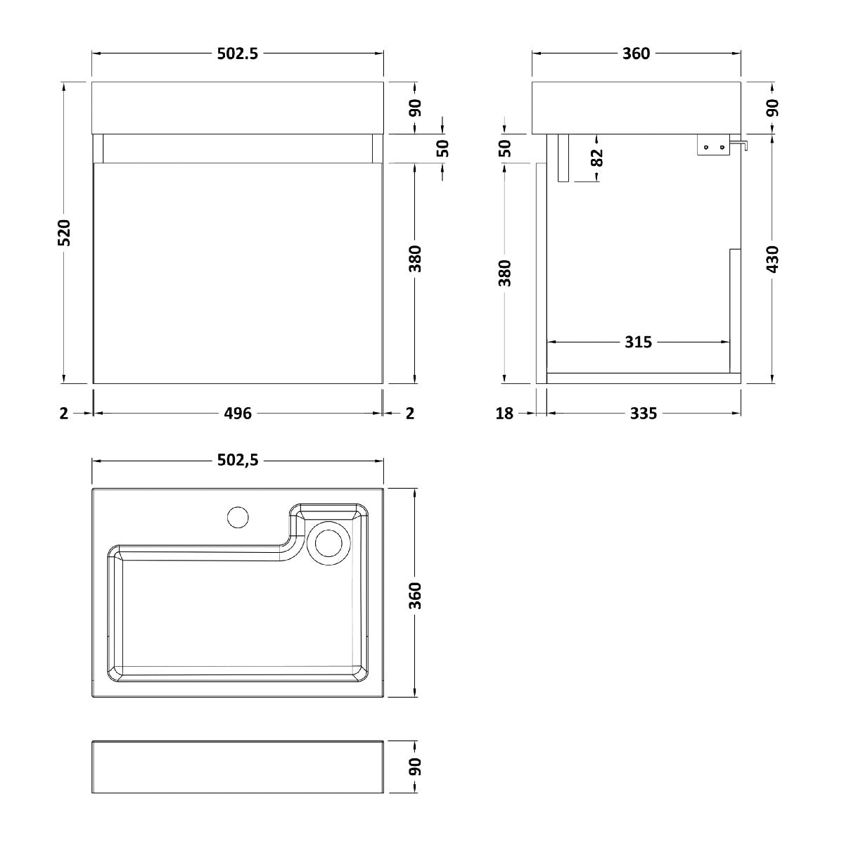 Fairford Malmo 500mm Teal Wall Hung Vanity Unit