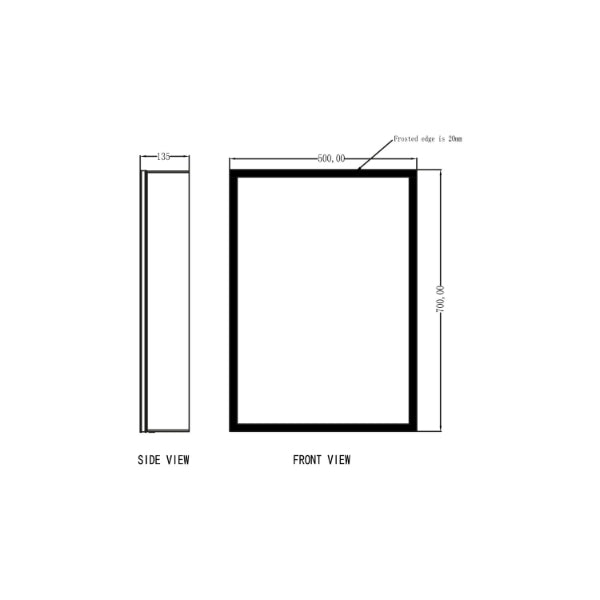 Fairford Mia Single Door Mirror Cabinet - 500mm X 700mm