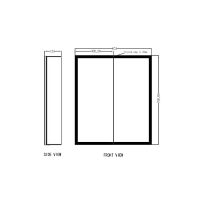 Fairford Mia Double Door Mirror Cabinet - 600mm X 700mm